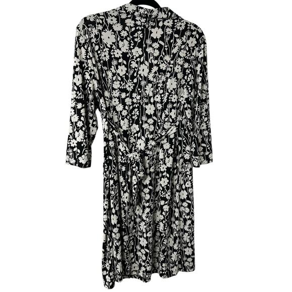 Motherhood Maternity Black White Floral Midi Wrap Dress Size Large Jersey - Picture 2 of 7